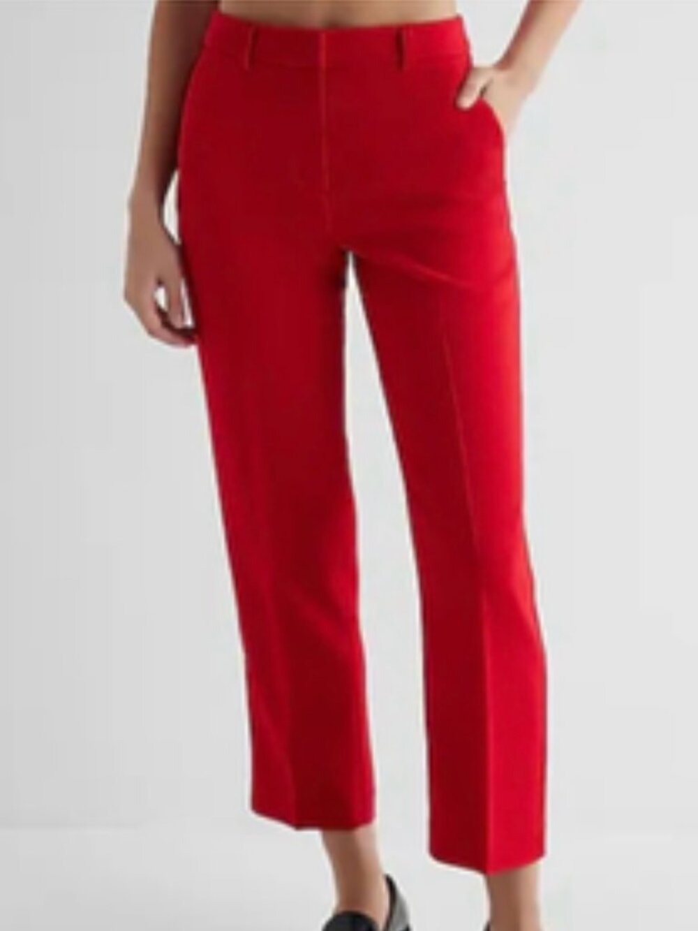 Express Editor Red Twill High Rise Straight Leg Ankle Stretch Pant Sz 12 Regular